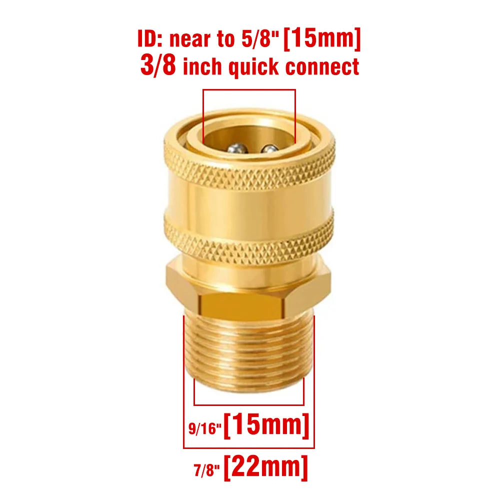 Pressure Washer Quick Disconnect Adaptor Set M22-15mm to 3/8 Quick Release Couplers for Attach Hose to The Water Pumps 5000 PSI