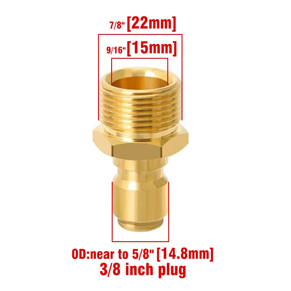 Pressure Washer Quick Disconnect Adaptor Set M22-15mm to 3/8 Quick Release Couplers for Attach Hose to The Water Pumps 5000 PSI