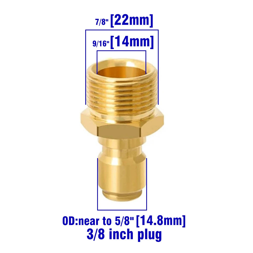 Pressure Washer Quick Disconnect Adaptor Set M22-15mm to 3/8 Quick Release Couplers for Attach Hose to The Water Pumps 5000 PSI