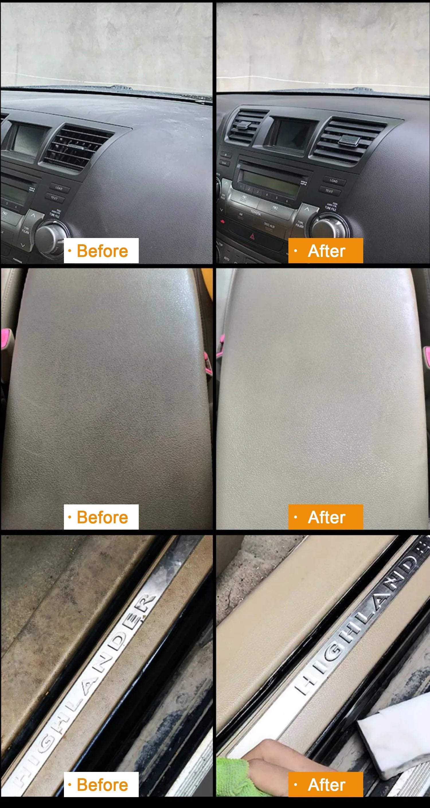 Car Interior Cleaner Agent Ceiling Cleaner Leather Flannel Woven Fabric Water Free Multipurpose Auto Dash  Auto Detailing X8
