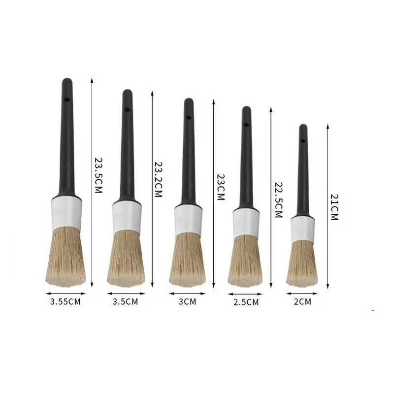 Car Detailing Brush Set 5Pc Premium Soft Auto Cleaning Brushes for Interior Exterior Wheels Emblems Air Vents Sensitive Surfaces