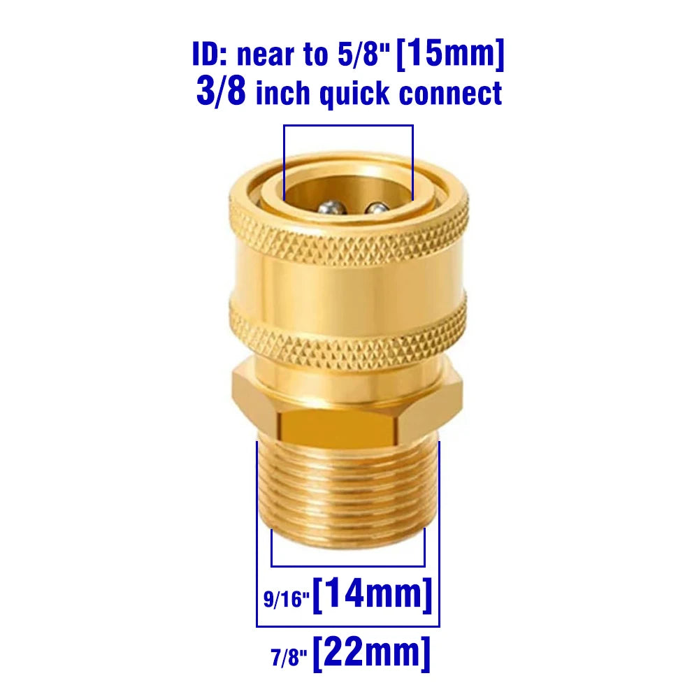 Pressure Washer Quick Disconnect Adaptor Set M22-15mm to 3/8 Quick Release Couplers for Attach Hose to The Water Pumps 5000 PSI