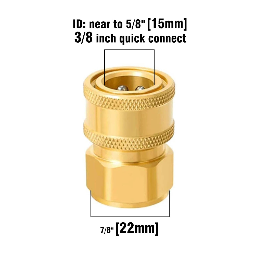Pressure Washer Quick Disconnect Adaptor Set M22-15mm to 3/8 Quick Release Couplers for Attach Hose to The Water Pumps 5000 PSI
