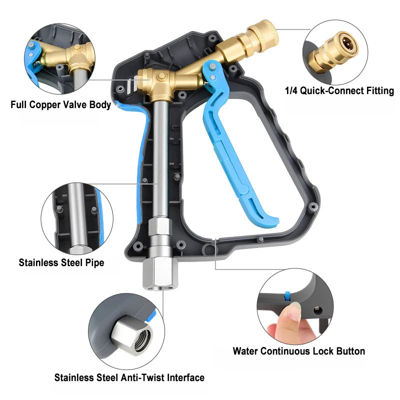 Professional Auto Detailing Short Car Wash Gun Rotating Anti-Tangle High Pressure 4-Color Nozzle Kit Car Beauty Home Accessory