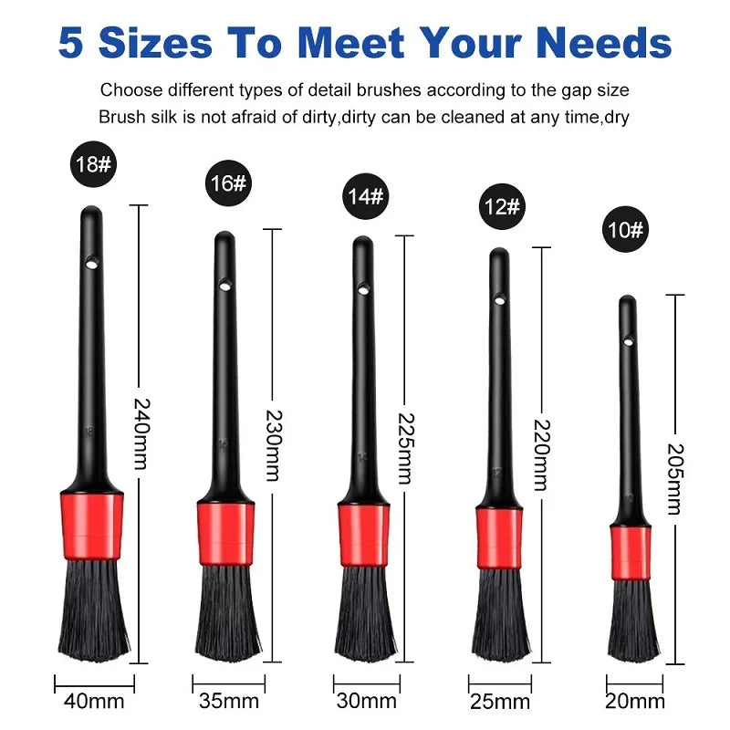 5pcs Detailing Brush Set Car Brushes Car Detailing Brush For Auto Cleaning Dashboard Air Outlet Wheel Wash Maintenance Tools