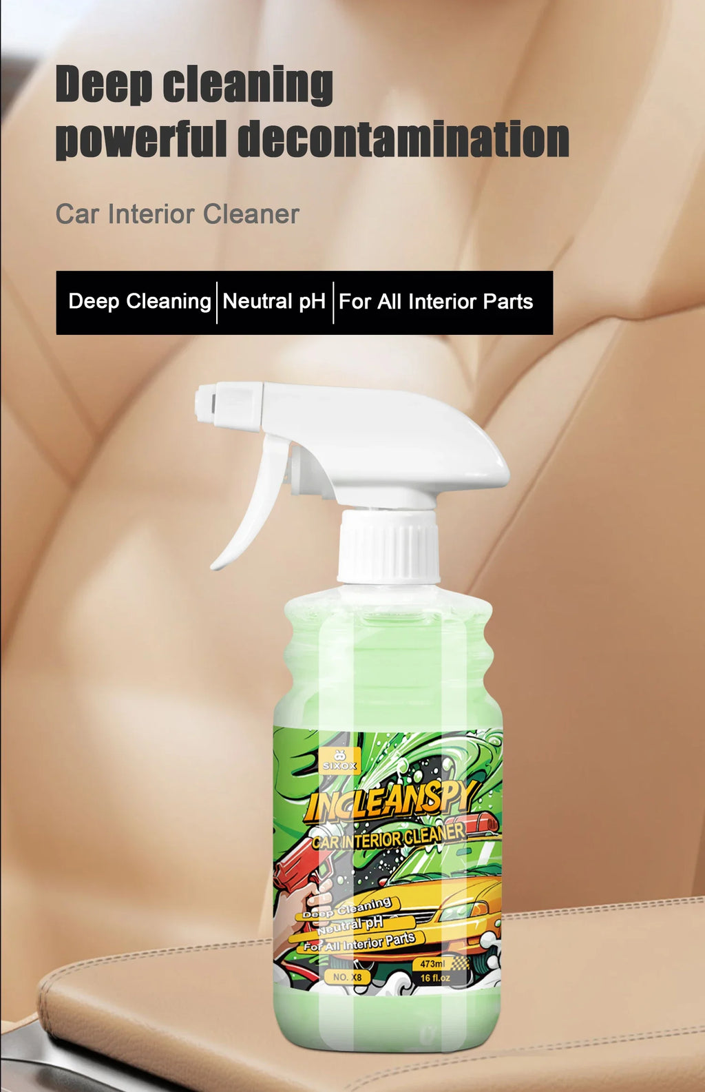 Car Interior Cleaner Agent Ceiling Cleaner Leather Flannel Woven Fabric Water Free Multipurpose Auto Dash  Auto Detailing X8