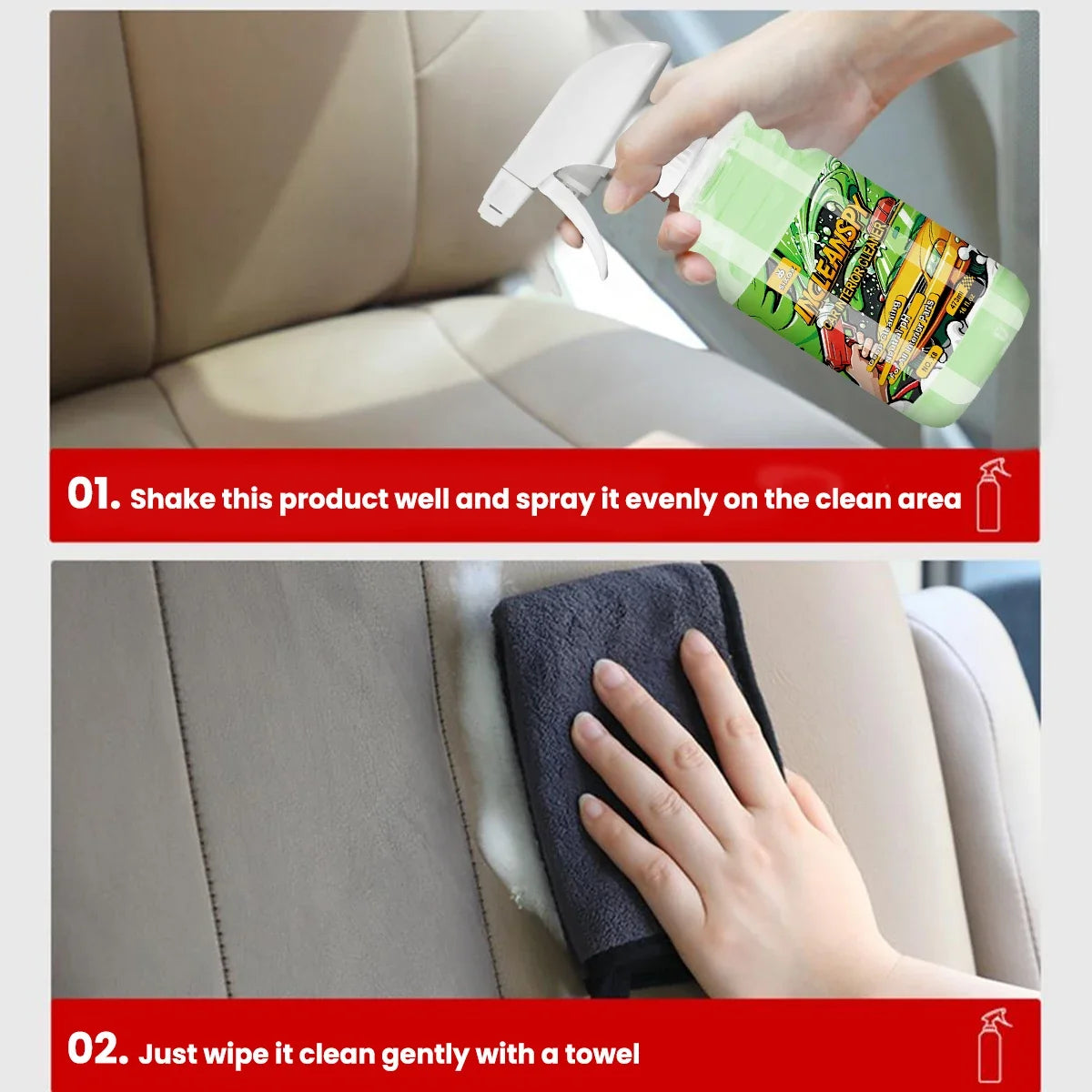 Car Interior Cleaner Agent Ceiling Cleaner Leather Flannel Woven Fabric Water Free Multipurpose Auto Dash  Auto Detailing X8